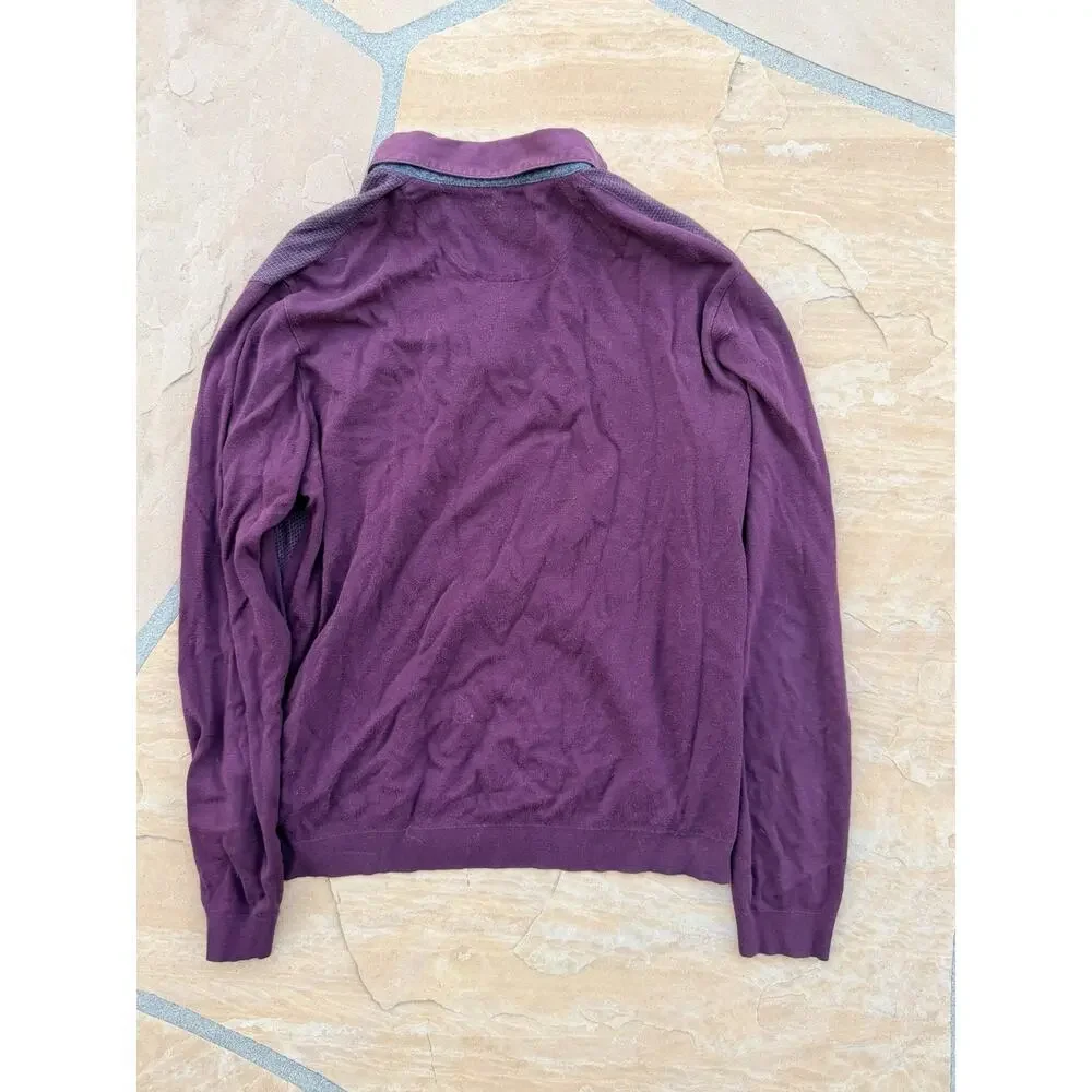 Ted Baker Men's 5 US XL Burgundy Long Sleeve Knit Polo Shirt Top